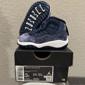 Jordan 11 Retro (TD) Size 3 Midnight Navy Metallic Silver